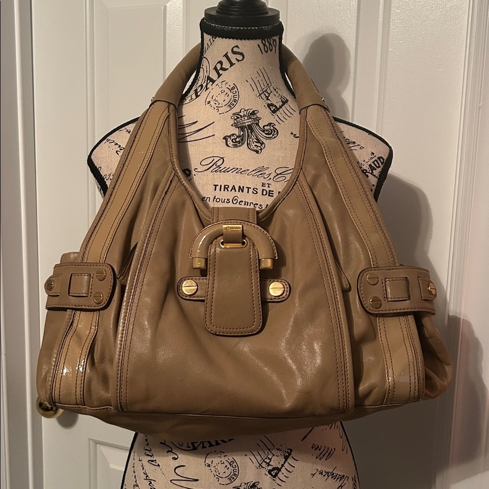 B. Makowsky Tan Leather Luxury Handbag